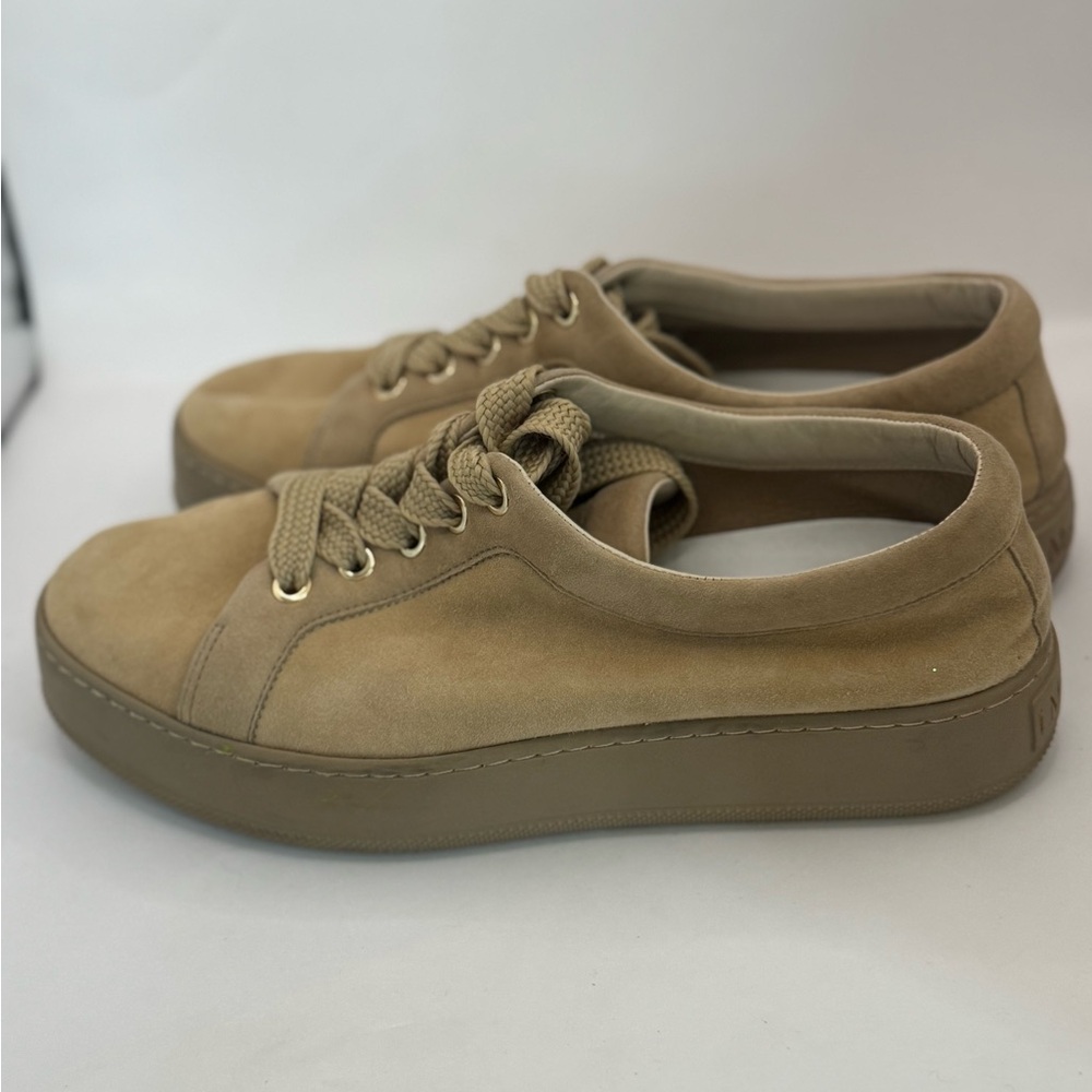 Max Mara IT‎ 37.5 Tan Suede Lace-Up Sneakers | Neutral Luxury Casual May Fit 8.5 - Picture 5 of 11